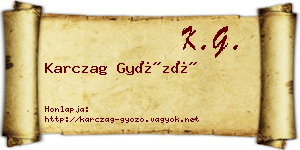 Karczag Győző névjegykártya